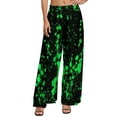thumbnail image 1 of Blue Yellow Paint Splatter Straight Pants Colorful Print Sexy Wide Pants Woman Big Size Streetwear Print Trousers, 1 of 2