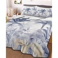 thumbnail image 1 of Blue Yellow Palm Tree King Size Down Alternative Comforter, Lightweight Comforter Quilt Bedding Set with Pillow Shams Summer Botanical Tropical All Seasons Bed Comforter Duvet Insert 96"x106", 1 of 7