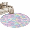 thumbnail image 1 of Blue Yellow Pink Round Area Rug 4 FT, Non Slip Indoor Outdoor Rug, Modern Abstract Art Watercolor Washable Soft Circular Carpet Non-Shedding Floor Mat for Coffee Table Nursery Foyer Balcony, 1 of 9