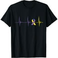 thumbnail image 1 of Blue Yellow Purple Ribbon Heartbeat EKG Pulse Bladder Cancer T-Shirt, 1 of 5