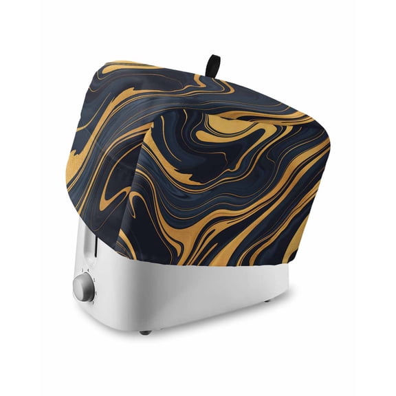 Blue Yellow Ripple Small Toaster Cover 2 Slice, Kitchen Appliance Covers, Fluid Modern Abstract Art Toaster Oven Cover with Loop, Bread Machine Cover Polyester Dust Cover Protection