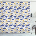 thumbnail image 1 of Blue and Yellow Shower Curtain, Clouds Pouring Water Sun Rays Thunderstrokes, Fabric Bathroom Set with Hooks, 69W X 84L Inches Extra Long, Pale Ceil Blue Violet Blue and Marigold, by Ambesonne, 1 of 3