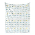 thumbnail image 1 of Blue and Yellow Soft Flannel Fleece Throw Blanket, Meteorology Clouds Sun Bolts Rain Snow Natural Phenomena, Cozy Plush for Indoor and Outdoor Use, 50" x 70", Pale Blue and Yellow, by Ambesonne, 1 of 6