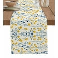 thumbnail image 1 of Blue Yellow Spring Floral Burlap Cotton Table Runner 13x70 Inches Long, Summer Blooms Botanicals Farmhouse Table Runners, Outdoor Dining Tablecloths Decor for Baby Shower/Party/Wedding, 1 of 6