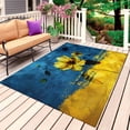 thumbnail image 1 of Blue Yellow Spring Floral Outdoor Rug for Patio/Deck/Porch, Non-Slip Large Area Rug 5 x 8 Ft, Watercolor Summer Botanical Indoor Outdoor Rugs Washable Area Rugs, Reversible Camping Rug Carpet Runner, 1 of 8