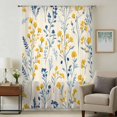 thumbnail image 1 of Blue Yellow Spring Floral Sheer Curtains 45 Inches Long, Summer Blooms Botanicals Light Filering Curtains, Breathable Simi Curtain Privacy Drapes for Kitchen Bathroom Small Window Treatment, 1 of 9