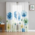 thumbnail image 1 of Blue Yellow Spring Floral Sheer Curtains 72 Inches Long 2 Panels Set, Window Sheer Curtains for Living Room/Bedroom, Summer Botanical Watercolor Light Filtering Rod Pocket Curtain 52'' x 72'' x 2, 1 of 7