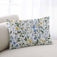 thumbnail image 1 of Blue Yellow Spring Floral Throw Pillow Cover, Pillowcase Protectors with Zipper, Breathable Decorative Lumbar Pillow Case Cover, Summer Elegant Botanical Green Pillow Shams for Couch Sofa 16x24Inch, 1 of 8