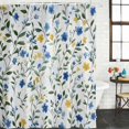 thumbnail image 1 of Blue Yellow Spring Floral Waterproof Shower Curtain, 72"x72" Washable Polyester Fabric Shower Curtains for Bathroom, Elegant Summer Botanical Green Decorative Bathtub Curtain Sets with Hooks, 1 of 9