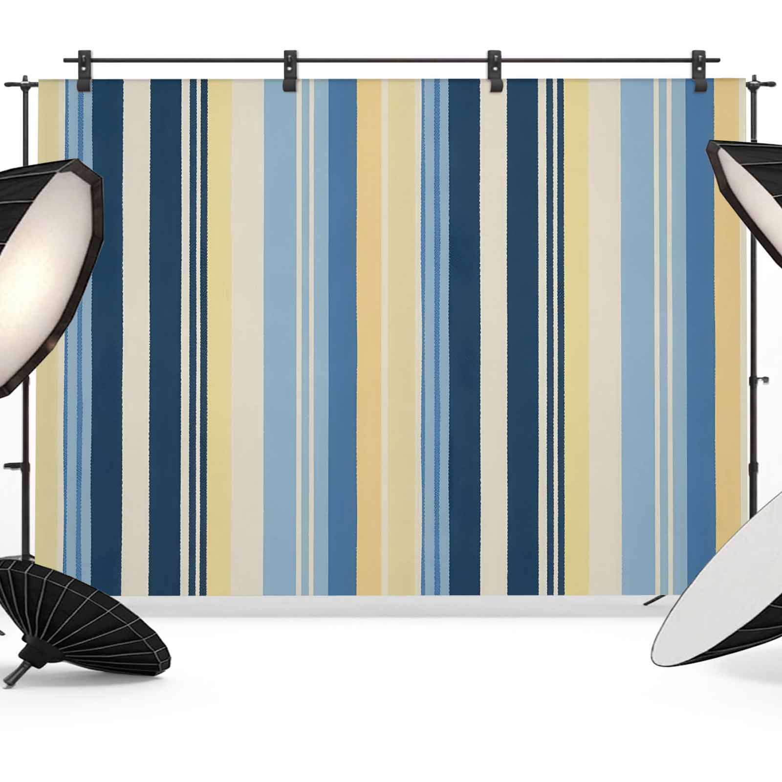 Blue Yellow Striped Backdrop for Photography, Fabric Photo Background ...