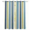 thumbnail image 1 of Blue Yellow Striped Blackout Curtains 84 Inches Long, Farmhouse Navy Blue Ombre Stripes Thermal Insulated Black Out Curtains, Darkening Window Curtain Drapes for Bedroom Living Room 42"x84" 2 Panels, 1 of 8