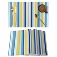thumbnail image 1 of Blue Yellow Striped Placemats Set of 6, Colorful Ombre Abstract Stripes Placemats for Dining Table, Place Mats for Kitchen Tabletop, Waterproof Wipeable Dining Table Mats Set, 1 of 9