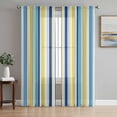 thumbnail image 1 of Blue Yellow Striped Sheer Curtains 63 Inch Length 2 Panels Set, Colorful Ombre Abstract Stripes Voile Window Treatment Rod Pocket Curtains Sheers Drapes for Bedroom/Living Room/Kitchen 52x"63"x2, 1 of 7