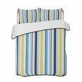 thumbnail image 1 of Blue Yellow Striped Summer Quilt Set Full Size,Soft Microfiber Quilted Bedding Set with 2 Pillow Shams,Farmhouse Navy Blue Ombre Stripes Lightweight All Season Bedspread Coverlet for Bedroom 78"x90", 1 of 6
