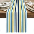 thumbnail image 1 of Blue Yellow Striped Table Runner - 70 Inch Long, Kitchen Dining Table Runner Dresser Scarves, Colorful Ombre Abstract Stripes Farmhouse Decor for Coffee Tables Wedding Party Banquet, 1 of 8
