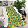 thumbnail image 1 of Blue Yellow Sunflower Pattern Blanket,Comfortable Soft Lamb Wool Throw Blanket,All Season,Warm Lightweight Blankets for Sofa Bed Couch Living Room Chair,40"x50", 1 of 4