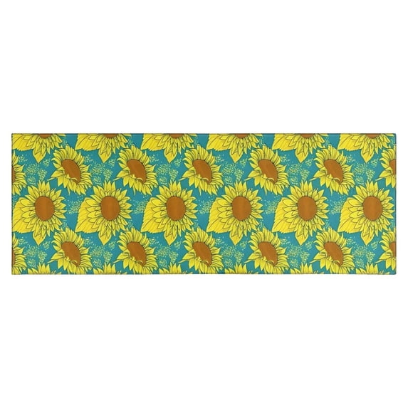 Blue Yellow Sunflower Pattern Kitchen Rug Mat,Kitchen Runner Rugs Non Skid Washable,Decorative Kitchen Floor Mats for Kitchen,Sink,Laundry,17"X47"