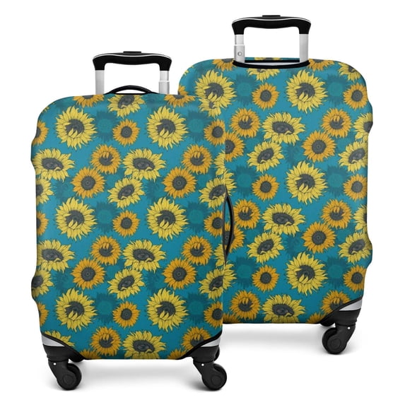 Blue Yellow Sunflower Pattern Luggage Cover Fashion Suitcase Cover Baggage Covers Fit 25-28 Inch Luggage (Go Travel)