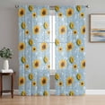 thumbnail image 1 of Blue Yellow Sunflower Sheer Curtains 108 Inches Long 2 Panels Set, Window Sheer Curtains for Living Room/Bedroom, Summer Botanical Farmhouse Floral Light Filtering Rod Pocket Curtain 52''x108''x2, 1 of 8