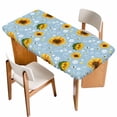 thumbnail image 1 of Blue Yellow Sunflower Table Cloths for 6 Foot Rectangle Tables, Summer Botanical Farmhouse Floral Patio Waterproof Elastic Fitted Tablecloths, Washable Rectangular Table Cover for Camping, 1 of 8