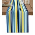 thumbnail image 1 of Blue Yellow Teal Stripes Table Runner Boho Colorful Ombre Texture Tablerunners 13 x 72 Inch, Table Decorations Tabletop Scarf for Summer Gathering Holiday Farmhouse Kitchen Dining Decor, 1 of 6