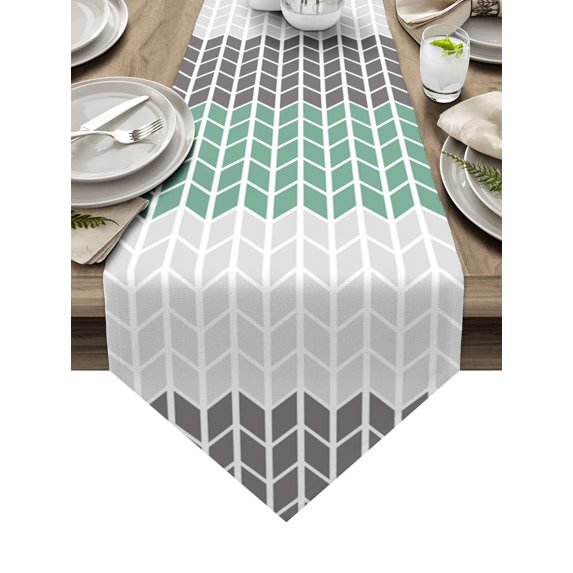 Blue Yellow Triangle Repeated Geometry Table Runner Table Art Home Party Country Wedding Decoration Tablecloth Table Runners