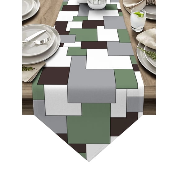 Blue Yellow Triangle Repeated Geometry Table Runner Table Art Home Party Country Wedding Decoration Tablecloth Table Runners