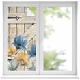thumbnail image 1 of Blue Yellow Tulips Window Privacy Film, Retro Farmhouse Flower Barn Doors Wooden Static Cling UV Sun Blocking Heat Control Window Tint Day and Night, Non-Adhesive One Way Privacy Cover 19.6''x39.3'', 1 of 7