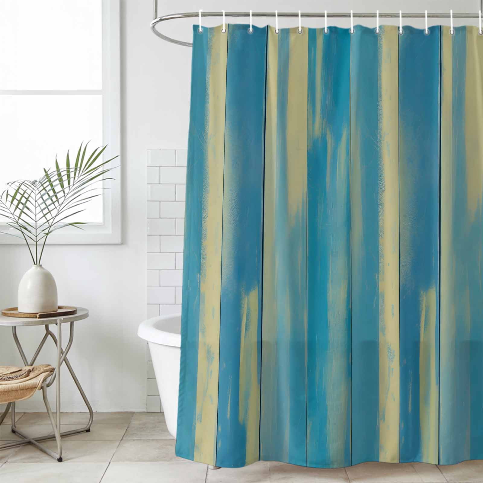 Blue And Yellow Shower Curtains Blue Yellow Waterproof Fabric Shower Curtain,Vintage Farmhouse Abstract