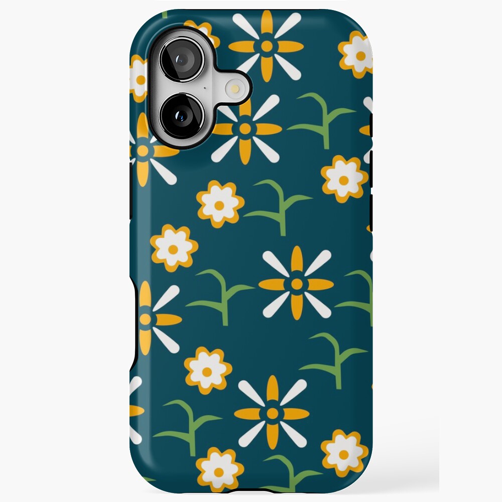 Blue Yellow White Floral Artistic Pattern Design Case iPhone 17 to 11 ...