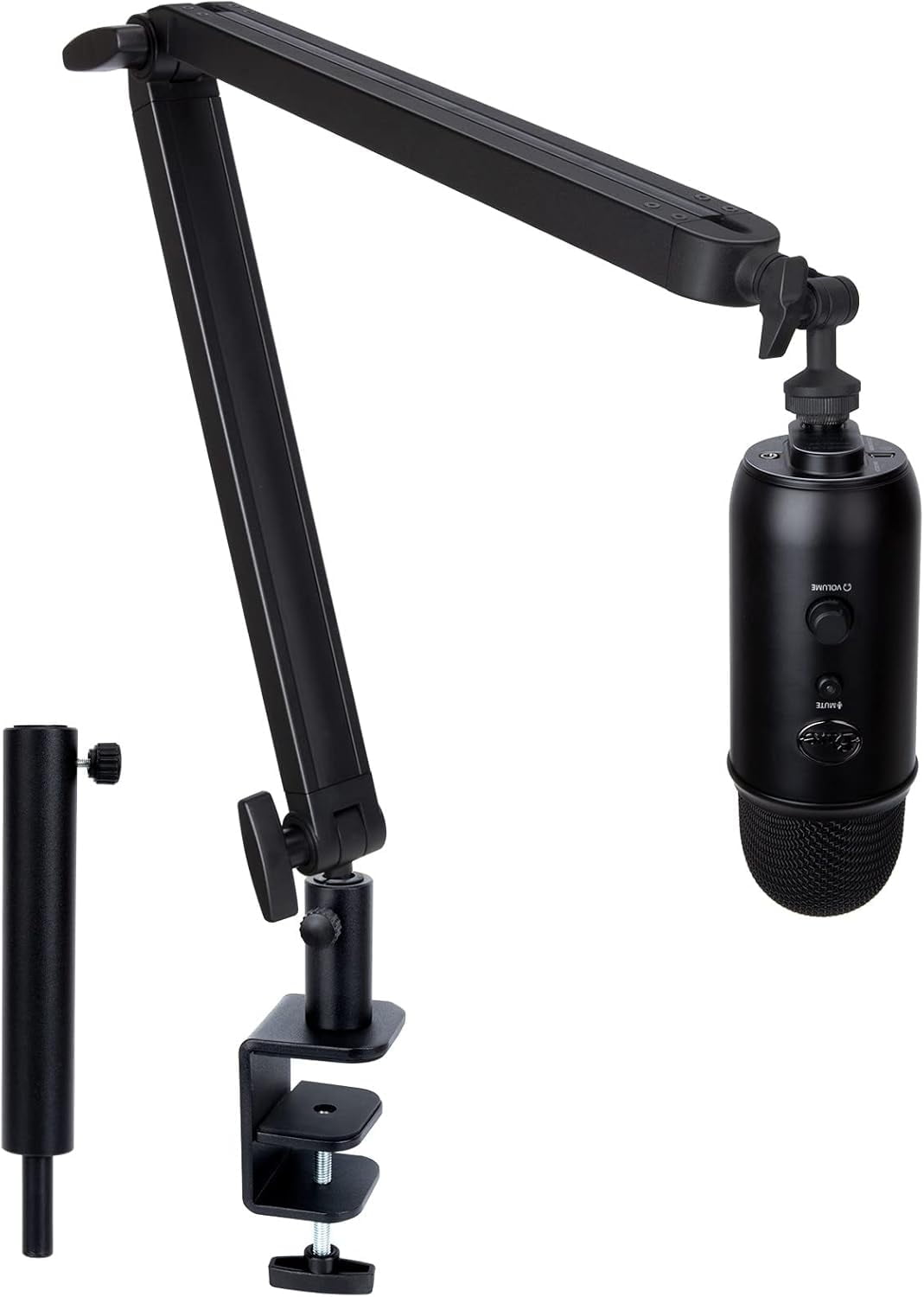 Blue Yeti Boom Arm with Extension Tube - Mic Boom Arm Compatible with Blue Yeti, Adjustable Boom Height Microphone Stand Mic Arm for HyperX QuadCast, Shure MV7, Rode, and Most Gaming Mic By SUNMON
