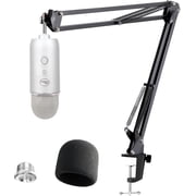 Yeti Microphone Stand with Foam Windscreen, Suspension Boom Scissor Arm Stand with Pop Filter Cover for Blue Yeti Pro, Gaming Microphone Arm by SUNMON