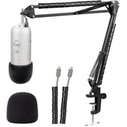 SUNMON Yeti Microphone Stand with Foam Cover Windscreen - Mic Boom Arm Stand for Gaming Computer with Pop Filter Compatible with Blue Yeti Pro Mic