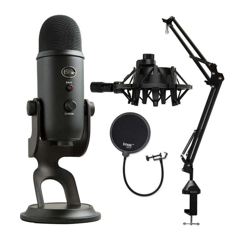 Blue Yeti Gaming & Podcast Microphone, Blackout with Boom Arm