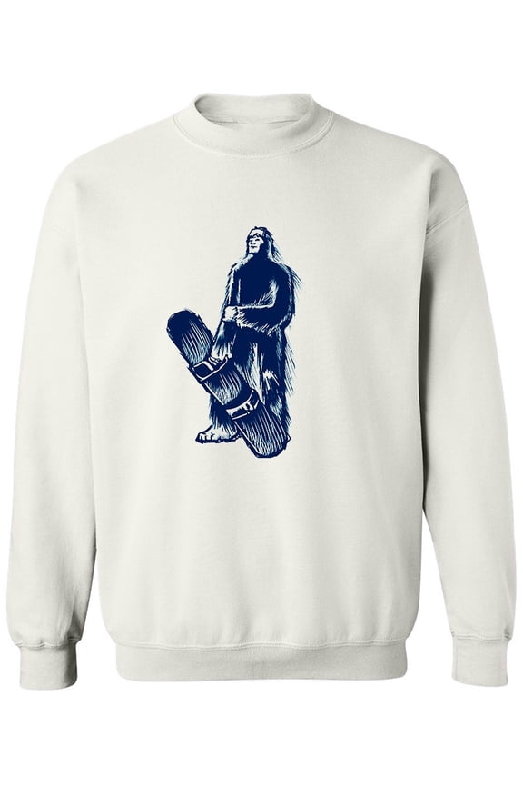 Blue Yeti Snowboarder. Sweatshirt Men - Men Sweatshirt, White, Large