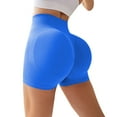 thumbnail image 1 of Blue Yoga Pants Women Workout Impact Shorts 4.5" Scrunch Butt Lifting Gym Shorts Seamless Booty Biker Shorts, 1 of 5