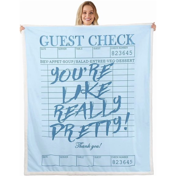 Blue You Look So Pretty Cozy Warm Throw Passion Alphabet Fleece Throw Blanket for Kids Boys Girls Decor Powerful Letter Sherpa Blanket Plush Fuzzy Soft Microfiber Bedroom Decor 50" x 60"