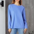 thumbnail image 1 of Blue Young Adult Tops Long Sleeve Shirts for Women Casual Crew Neck Tops Fall Fashion 2025 Fitted Basic Tee Tunic Tops Pullover Plus Size Tops for Women, 1 of 5