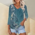 thumbnail image 1 of Blue Young Adult Tops Womens Fashion T Shirts 2025 Short Sleeve Casual V Neck Summer Tops Cute Loose Fit Blouses Graphic Tees Plus Size Tops for Women, 1 of 5