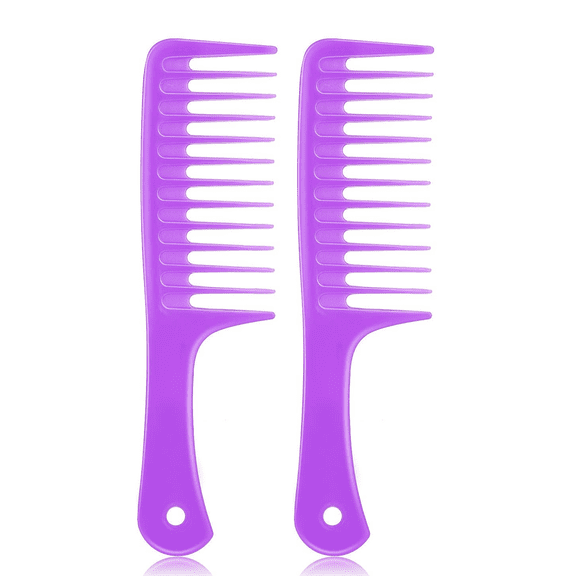 2 Pack Wide Tooth Comb for Women, Gentle Detangling Comb, Wet or Dry Hair, Durable Comb for Thick, Afro, Curly, Long Hair (Purple)