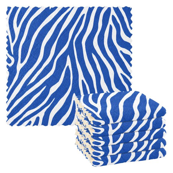 Blue Zebra Pattern Dish Towels 6 Pack Kitchen Cleaning Dish Cloths Absorbent Reuseable Cleaning Cloths 11'' x 11''