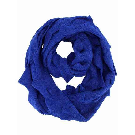Blue Zigzag Knit Circle Loop Infinity Scarf