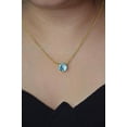 thumbnail image 1 of Blue Zircon Solitaire Necklace Gold-Plated, December Birthstone Pendant, Minimalist Blue Gemstone Necklace, Gift for Women, Natural Zircon, 1 of 3