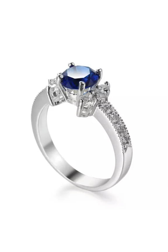 Blue Zirconia AAA Cz Jewelry Women's Engagement 925 Silver Wedding Ring Sz 6-10