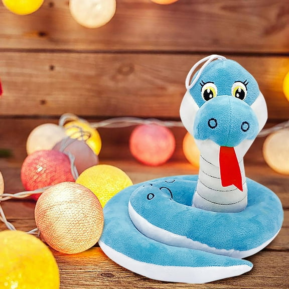 Blue Zodiac Snake Stuffed Animal, 1 Piece Plush Toy For Decoration, Realistic Look For Kids And Adults