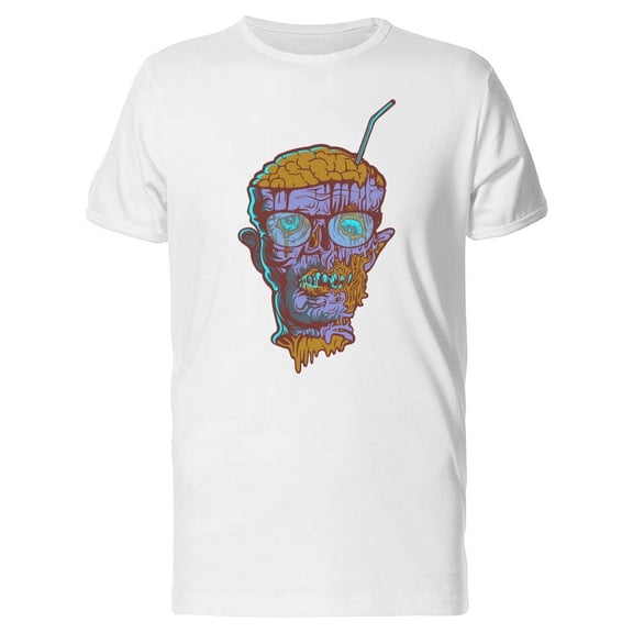 Blue Zombie With Straw In Brain T-Shirt Men -Image by Shutterstock, Male 3X-Large