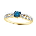 thumbnail image 1 of AFFY Blue & White Natural Diamond Engagement Ring In 10k Yellow Gold (0.33 Cttw), 1 of 1