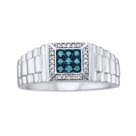 AFFY Blue & White Natural Diamond Fashion Ring In 10k White Gold (0.25 Cttw)