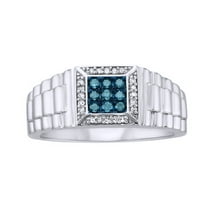 Blue &amp; White Natural Diamond Fashion Ring In 10k White Gold (0.25 Cttw)