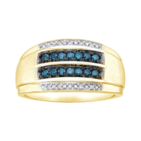 AFFY Blue & White Natural Diamond Fashion Ring In 10k Yellow Gold (0.5 Cttw)